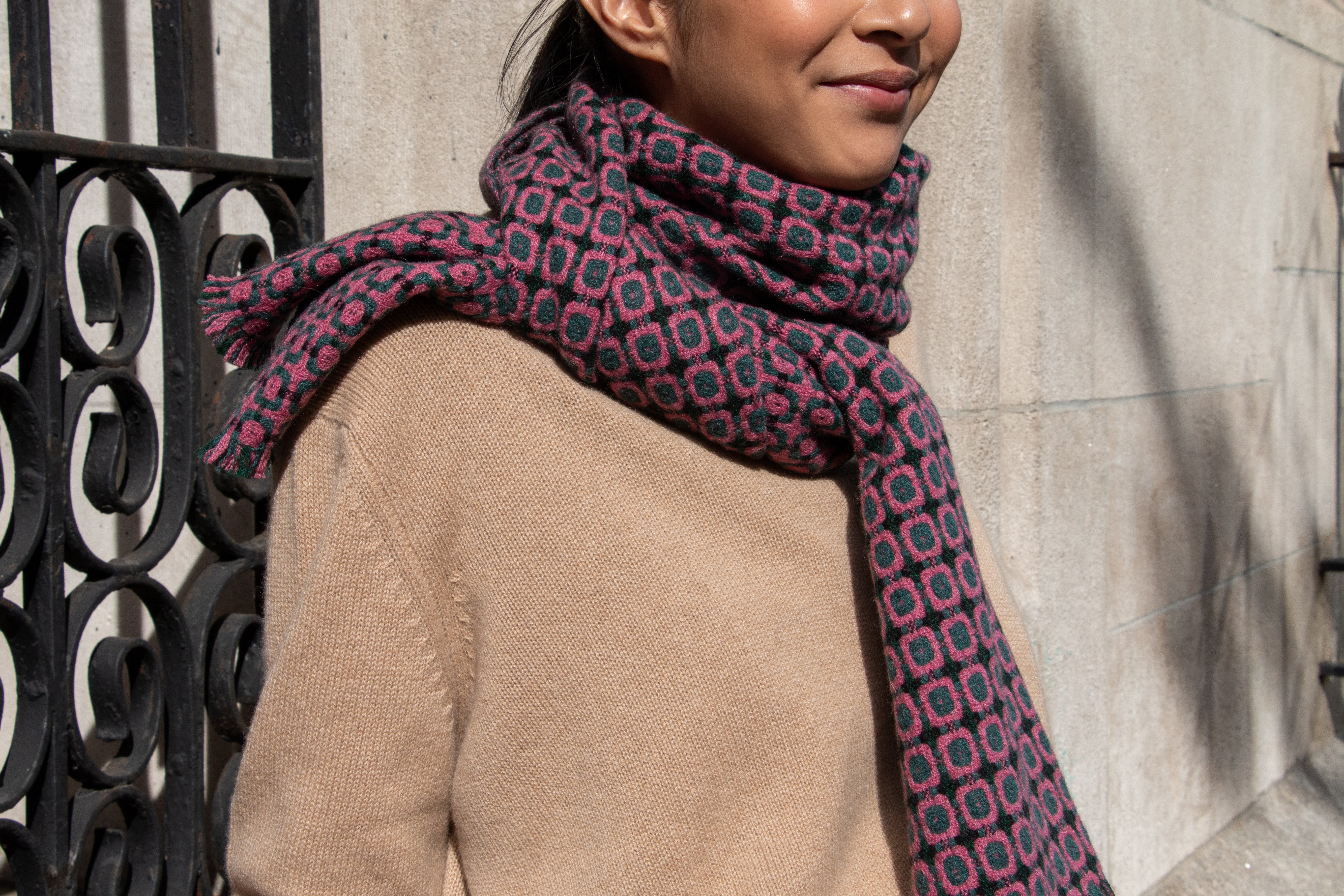 Cashmere Geometric Jacquard Scarf - Image 5