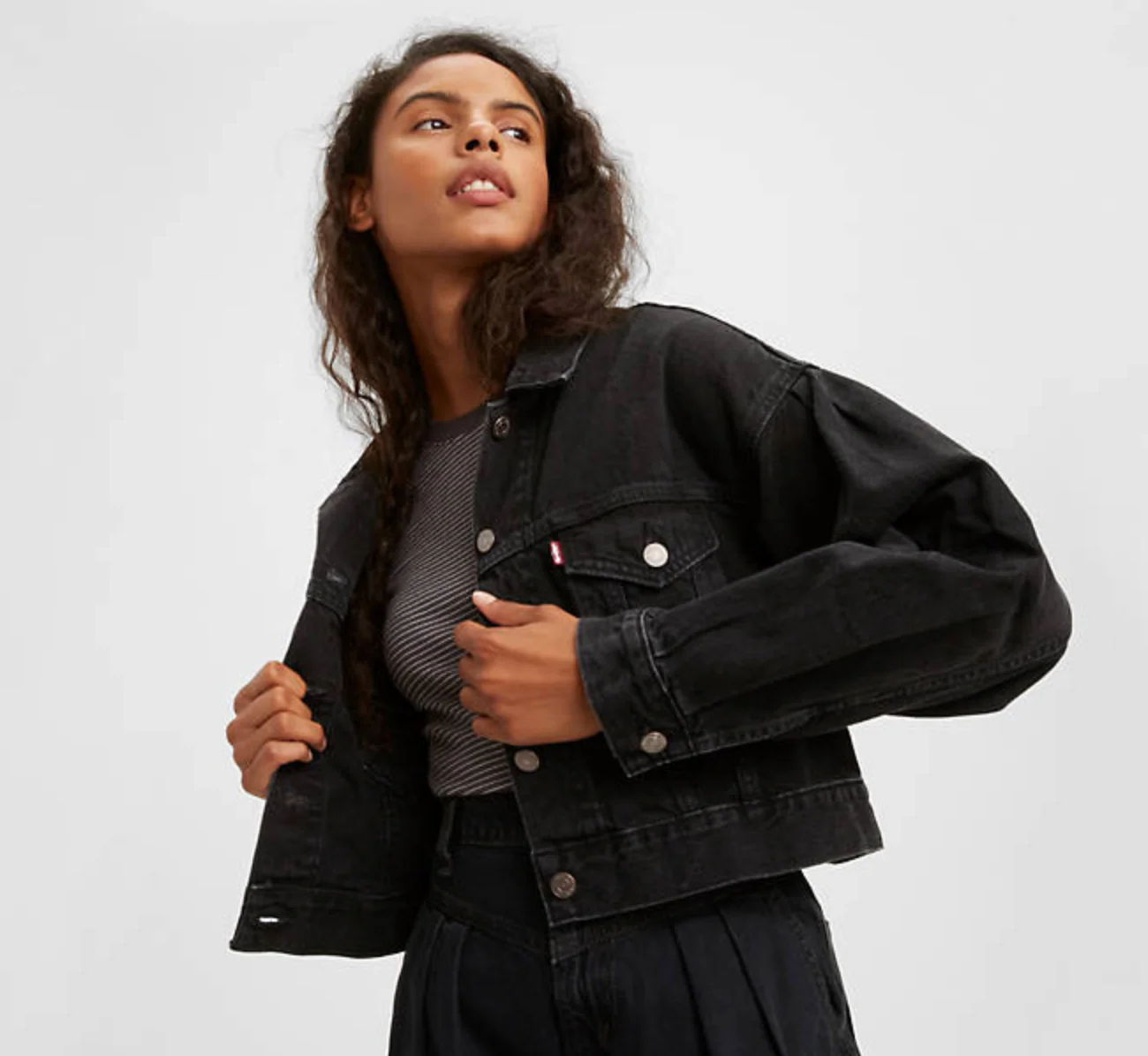 Pleated Trucker Jean Jacket - Image 3